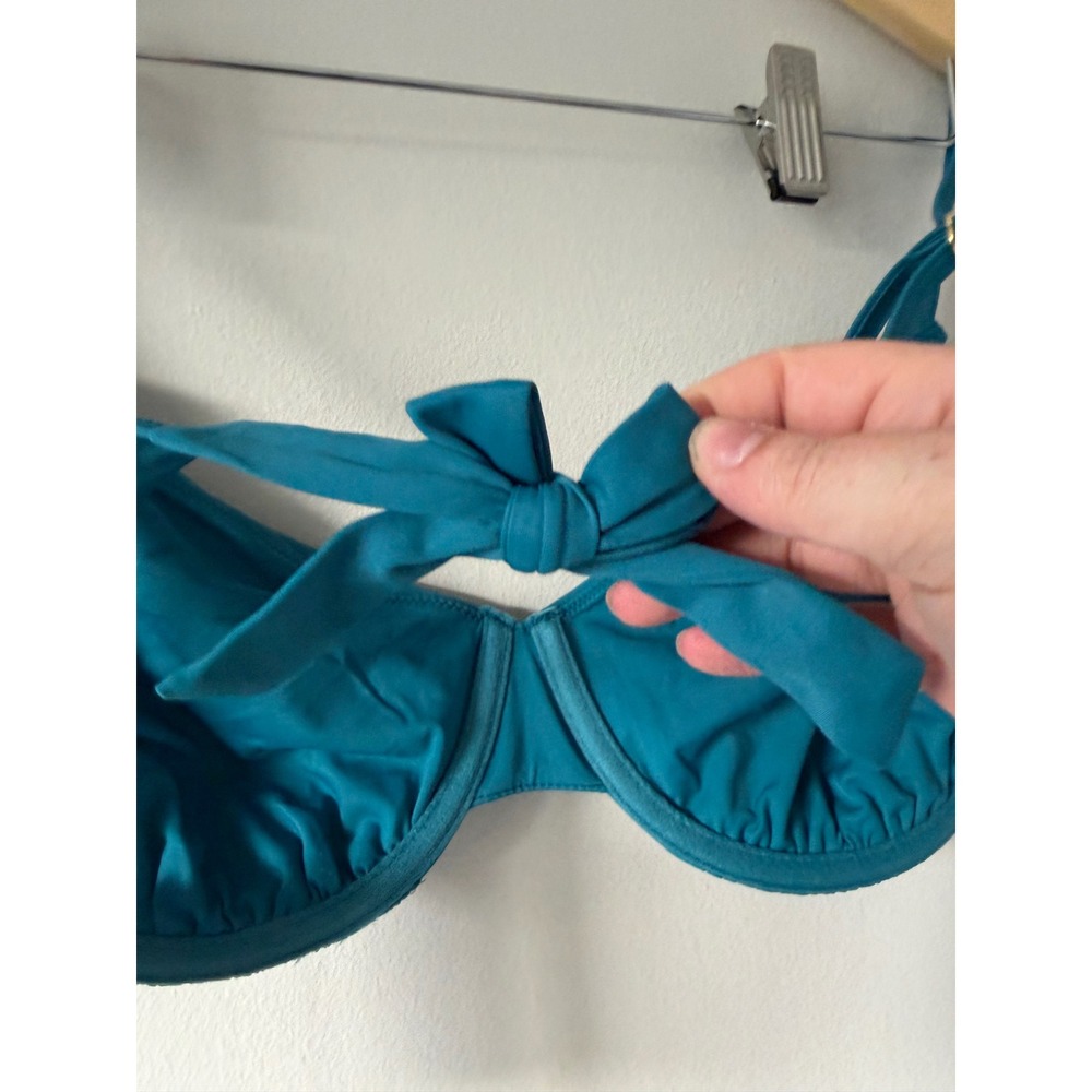 Quince Italian Demi Underwire Bikini Top Teal Blue XL NWT - Picture 5 of 8
